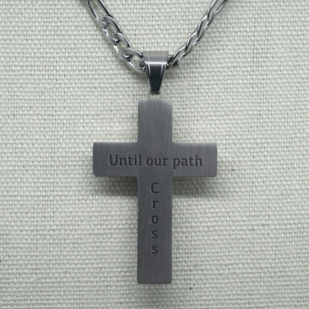 Beautiful stainless steel gold crucifix with gold chain and engraving. - Picture 7 of 8